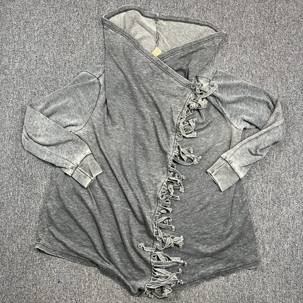 Wrangler Boho Fringe Wrap Cardigan XXL Gray Mineral Wash Western Sweater